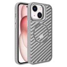 For iPhone 15 Plus O-Shape Hollow Cooling Lens Holder MagSafe Phone Case(Grey) - 1