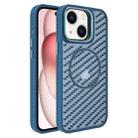 For iPhone 15 Plus O-Shape Hollow Cooling Lens Holder MagSafe Phone Case(Blue) - 1