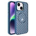 For iPhone 14 Plus O-Shape Hollow Cooling Lens Holder MagSafe Phone Case(Blue) - 1