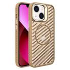 For iPhone 13 O-Shape Hollow Cooling Lens Holder MagSafe Phone Case(Gold) - 1