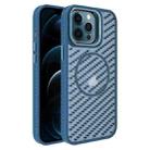 For iPhone 12 Pro Max O-Shape Hollow Cooling Lens Holder MagSafe Phone Case(Blue) - 1