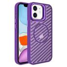 For iPhone 11 O-Shape Hollow Cooling Lens Holder MagSafe Phone Case(Deep Purple) - 1