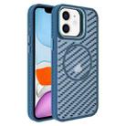 For iPhone 11 O-Shape Hollow Cooling Lens Holder MagSafe Phone Case(Blue) - 1