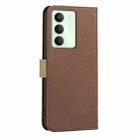 For Realme 14X 5G Splicing Color Hollow Flower Pattern RFID Leather Phone Case(Brown) - 3