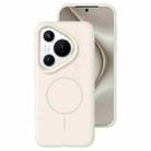 For Huawei Pura 70 Liquid Silicone Thin Circle MagSafe Phone Case(Antique White) - 1