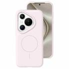 For Huawei Pura 70 Liquid Silicone Thin Circle MagSafe Phone Case(Grey Pink) - 1
