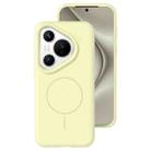For Huawei Pura 70 Liquid Silicone Thin Circle MagSafe Phone Case(Cream Yellow) - 1