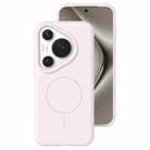 For Huawei Pura 70 Pro Liquid Silicone Thin Circle MagSafe Phone Case(Grey Pink) - 1