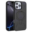For iPhone 16 Pro Max Four-Corner Shockproof MagSafe Holder TPU Hybrid PC Phone Case(Black) - 1