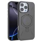 For iPhone 16 Pro Max Four-Corner Shockproof MagSafe Holder TPU Hybrid PC Phone Case(Titanium Gray) - 1