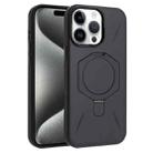 For iPhone 15 Pro Four-Corner Shockproof MagSafe Holder TPU Hybrid PC Phone Case(Black) - 1