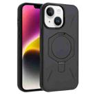 For iPhone 14 / 13 Four-Corner Shockproof MagSafe Holder TPU Hybrid PC Phone Case(Black) - 1