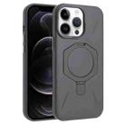 For iPhone 12 Pro Max Four-Corner Shockproof MagSafe Holder TPU Hybrid PC Phone Case(Titanium Gray) - 1