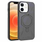 For iPhone 12 / 12 Pro Four-Corner Shockproof MagSafe Holder TPU Hybrid PC Phone Case(Titanium Gray) - 1