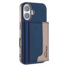 For iPhone 16 Plus Colour Matching Horizontal Magnetic Card Bag RFID MagSafe Phone Case(Dark Blue) - 1