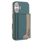 For iPhone 16 Plus Colour Matching Horizontal Magnetic Card Bag RFID MagSafe Phone Case(Green) - 1