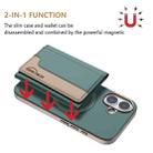 For iPhone 16 Plus Colour Matching Horizontal Magnetic Card Bag RFID MagSafe Phone Case(Green) - 2