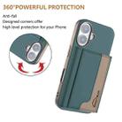 For iPhone 16 Plus Colour Matching Horizontal Magnetic Card Bag RFID MagSafe Phone Case(Green) - 3
