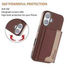 For iPhone 16 Plus Colour Matching Horizontal Magnetic Card Bag RFID MagSafe Phone Case(Brown) - 3