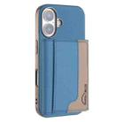 For iPhone 16 Plus Colour Matching Horizontal Magnetic Card Bag RFID MagSafe Phone Case(Baby Blue) - 1