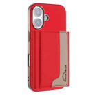 For iPhone 16 Colour Matching Horizontal Magnetic Card Bag RFID MagSafe Phone Case(Red) - 1