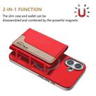 For iPhone 16 Colour Matching Horizontal Magnetic Card Bag RFID MagSafe Phone Case(Red) - 2