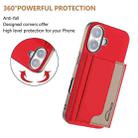 For iPhone 16 Colour Matching Horizontal Magnetic Card Bag RFID MagSafe Phone Case(Red) - 3