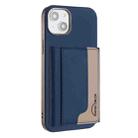 For iPhone 15 Plus Colour Matching Horizontal Magnetic Card Bag RFID MagSafe Phone Case(Dark Blue) - 1
