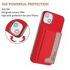 For iPhone 15 Plus Colour Matching Horizontal Magnetic Card Bag RFID MagSafe Phone Case(Red) - 3
