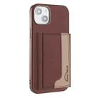 For iPhone 15 Plus Colour Matching Horizontal Magnetic Card Bag RFID MagSafe Phone Case(Brown) - 1