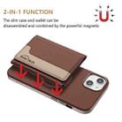 For iPhone 15 Plus Colour Matching Horizontal Magnetic Card Bag RFID MagSafe Phone Case(Brown) - 2