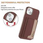 For iPhone 15 Plus Colour Matching Horizontal Magnetic Card Bag RFID MagSafe Phone Case(Brown) - 3