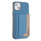 For iPhone 15 Plus Colour Matching Horizontal Magnetic Card Bag RFID MagSafe Phone Case(Baby Blue) - 1