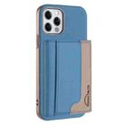 For iPhone 12 / 12 Pro Colour Matching Horizontal Magnetic Card Bag RFID MagSafe Phone Case(Baby Blue) - 1