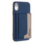 For iPhone XR Colour Matching Horizontal Magnetic Card Bag RFID MagSafe Phone Case(Dark Blue) - 1