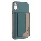 For iPhone XR Colour Matching Horizontal Magnetic Card Bag RFID MagSafe Phone Case(Green) - 1