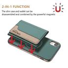 For iPhone XR Colour Matching Horizontal Magnetic Card Bag RFID MagSafe Phone Case(Green) - 2