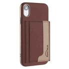 For iPhone XR Colour Matching Horizontal Magnetic Card Bag RFID MagSafe Phone Case(Brown) - 1