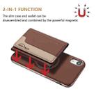 For iPhone XR Colour Matching Horizontal Magnetic Card Bag RFID MagSafe Phone Case(Brown) - 2