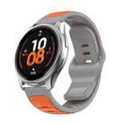 22mm Two Color Reverse Buckle Silicone Sports Watch Band(Orange Grey) - 1