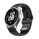 22mm Two Color Reverse Buckle Silicone Sports Watch Band(Black) - 1