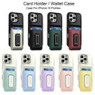 For iPhone 16 Pro Max Sliding Card Holder Integrated Phone Case with Kickstand(Black Green) - 2