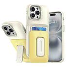 For iPhone 15 Pro Max Sliding Card Holder Integrated Phone Case with Kickstand(Beige Yellow) - 1