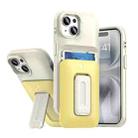 For iPhone 14 / 13 Sliding Card Holder Integrated Phone Case with Kickstand(Black Gold) - 1