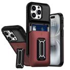 For iPhone 13 Pro Sliding Card Holder Integrated Phone Case with Kickstand(Black Red) - 1