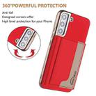 For Samsung Galaxy S21+ 5G Colour Matching Horizontal Magnetic Card Bag RFID MagSafe Phone Case(Red) - 3