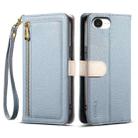 For iPhone 16e ESEBLE E11 Colorful Litchi Pattern Zipper Wallet Leather Phone Case(Sky Blue) - 1