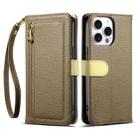 For iPhone 15 Pro Max ESEBLE E11 Colorful Litchi Pattern Zipper Wallet Leather Phone Case(Amber Brown) - 1