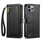 For iPhone 12 Pro Max ESEBLE E11 Colorful Litchi Pattern Zipper Wallet Leather Phone Case(Black) - 1