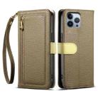 For iPhone 12 Pro Max ESEBLE E11 Colorful Litchi Pattern Zipper Wallet Leather Phone Case(Amber Brown) - 1